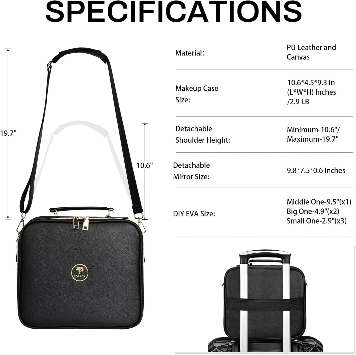Black Travel Makeup Case