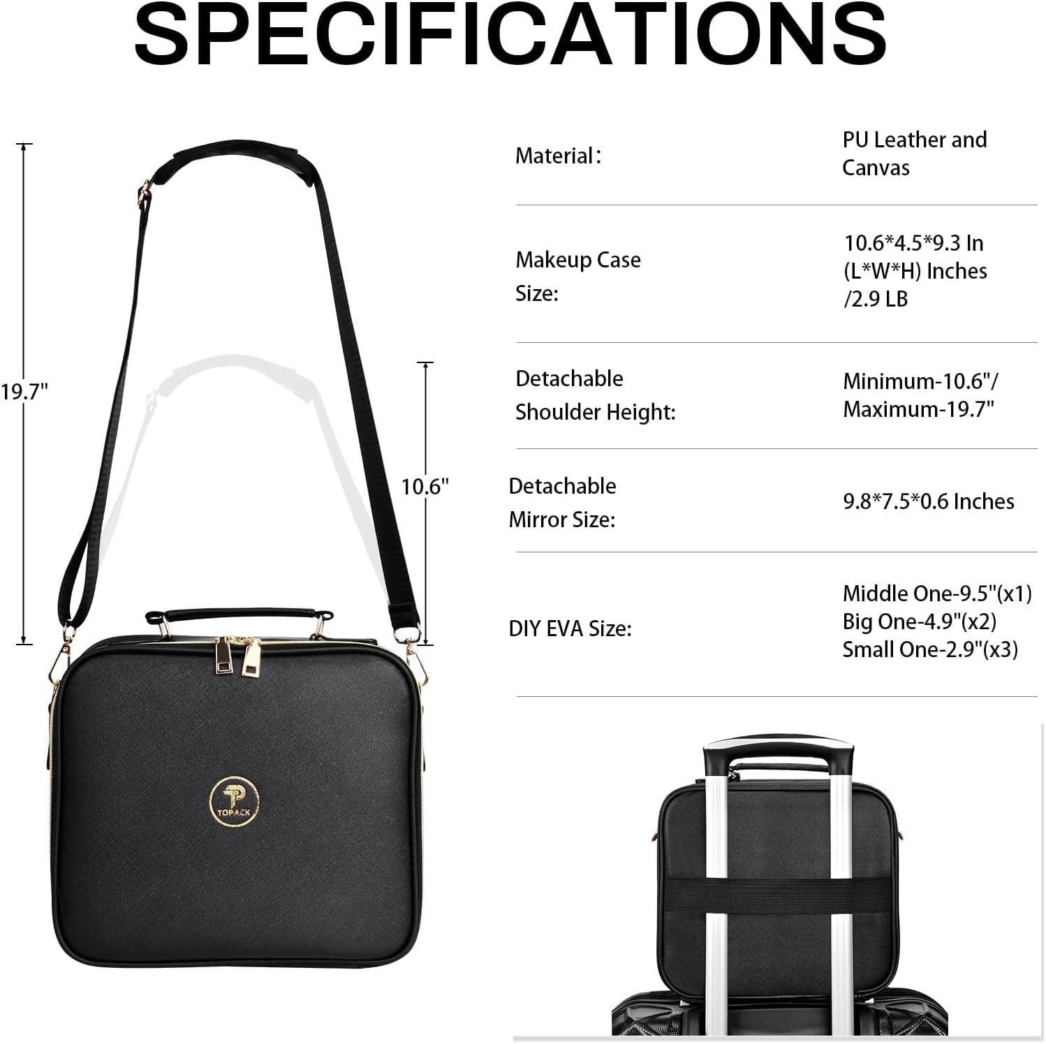Black Travel Makeup Case